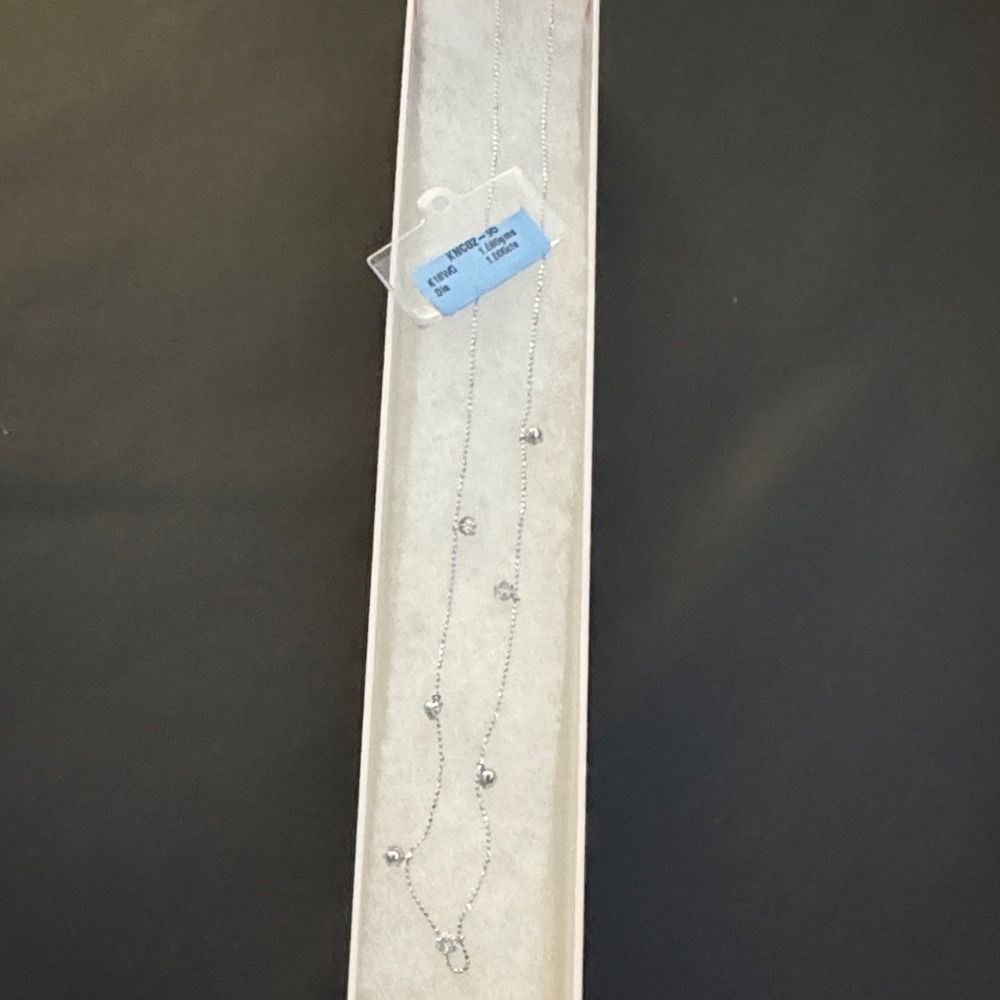 K18WG Adjustable Station Necklace - 1CTS Natural Diamond - 17.5 inches